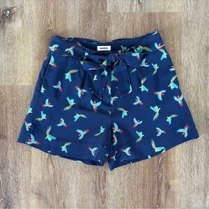 MARCS 100% Silk Tropical Bird Shorts with Belt Size: AU 6/US 0| Vacation Ready
